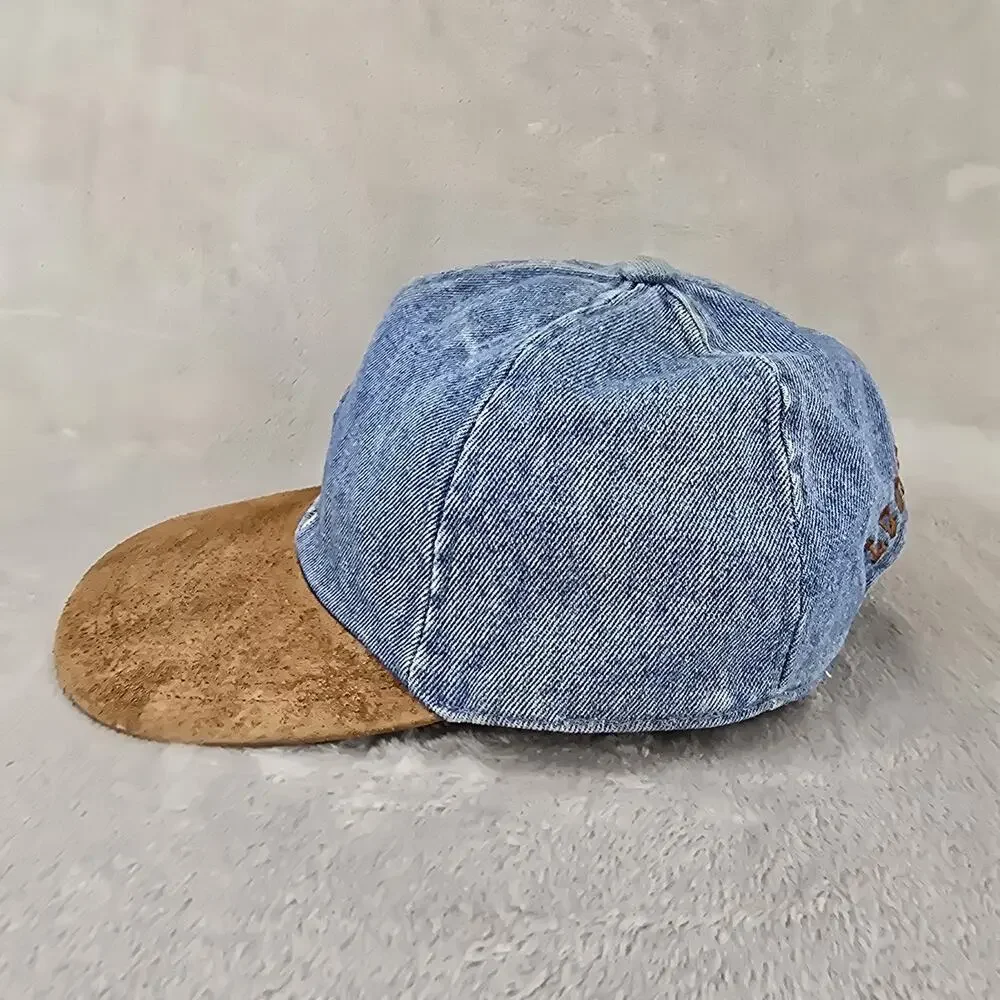 Vintage Looney Tunes Bugs Bunny Cowboy Hat Denim Suede Kids Cap 90s *FLAWS *